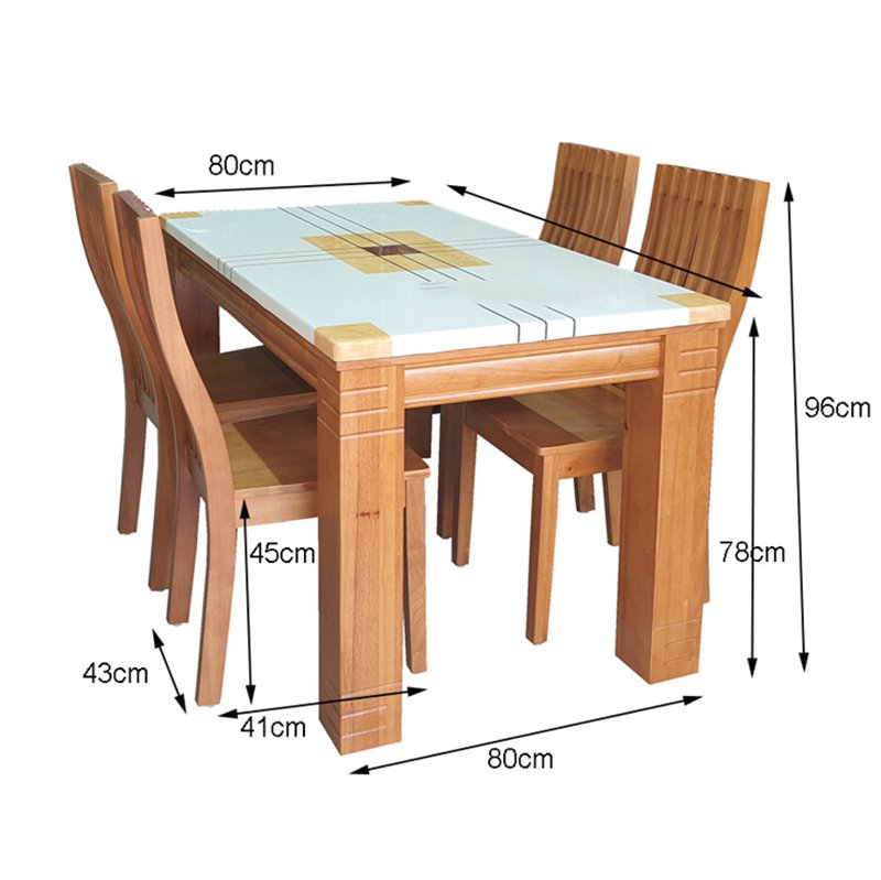 kích thước bộ bàn ăn mặt đá dành cho gia đình 4 thành viên