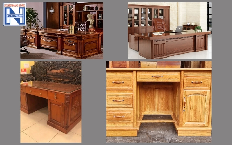 bàn làm việc gỗ gõ đỏ