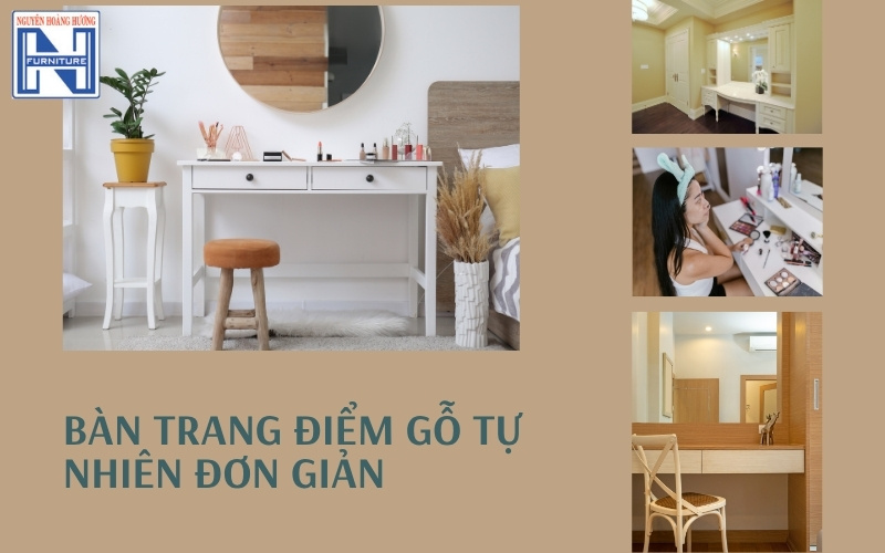 bàn trang điểm gỗ tự nhiên đơn giản