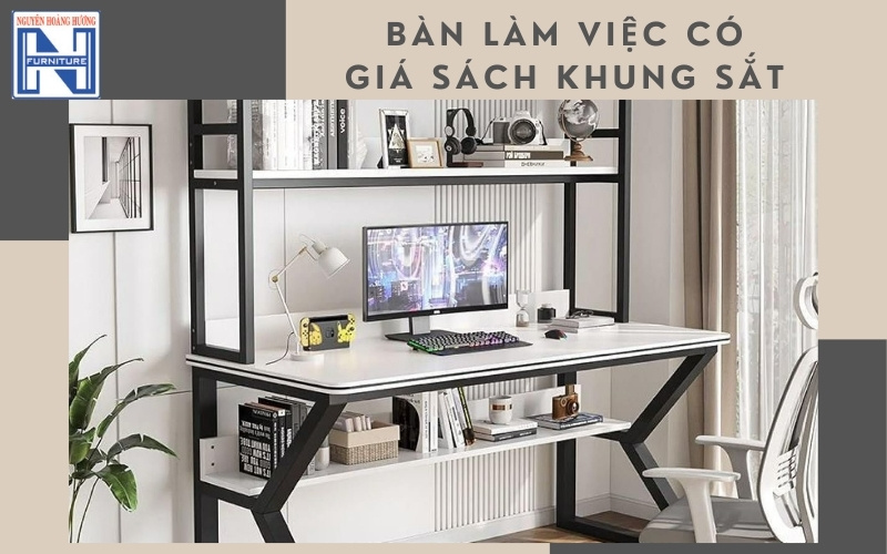Bàn làm việc có kệ sách