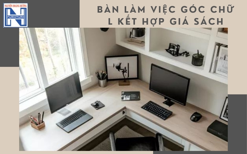 Bàn làm việc có kệ sách