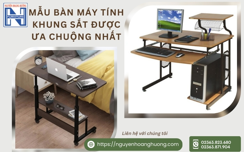 Bàn máy tính khung sắt