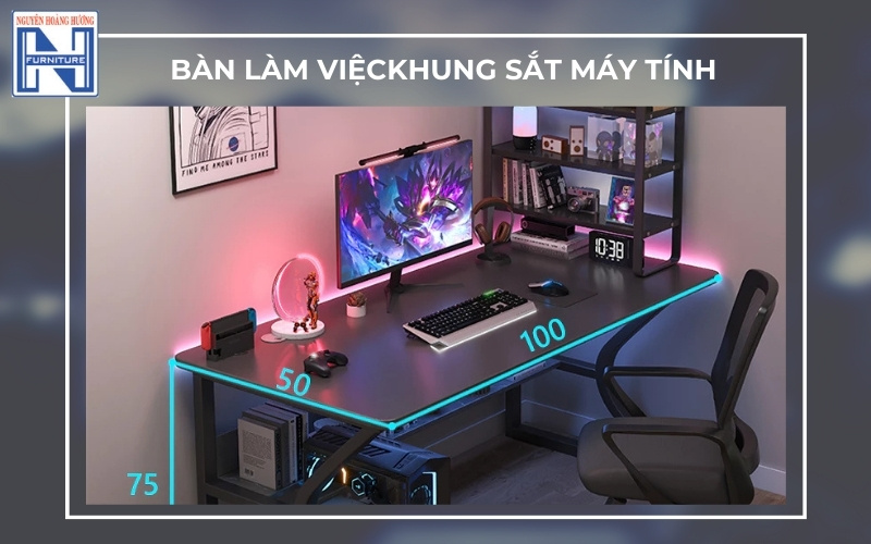 Bàn máy tính khung sắt Bàn máy tính khung sắt