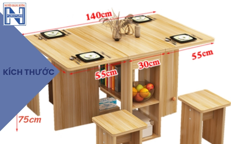 Bàn ăn thông minh gấp gọn 6 ghế
