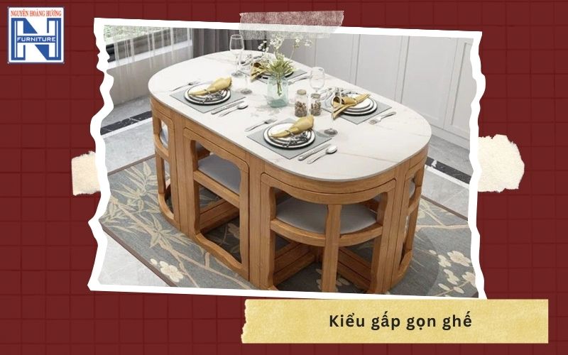 Bàn ăn thông minh gấp gọn 6 ghế