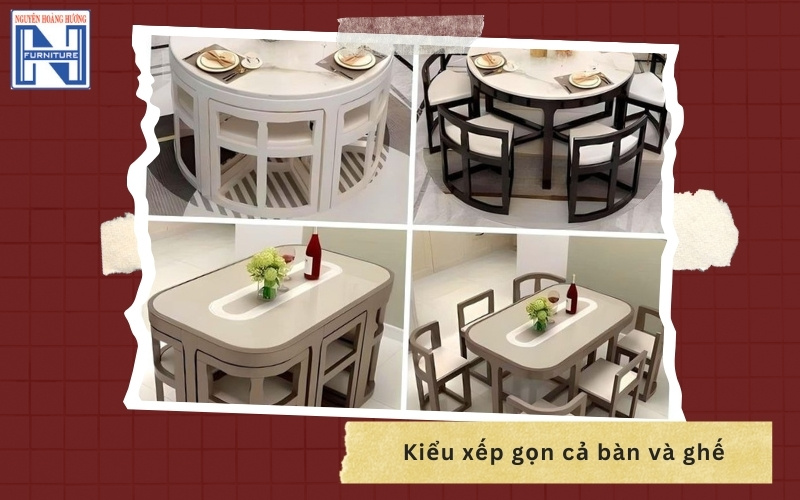 Bàn ăn thông minh gấp gọn 6 ghế
