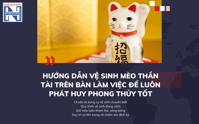 Cách để mèo thần tài trên bàn làm việc