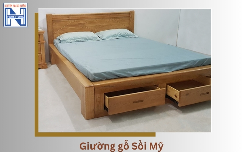 Giá giường gỗ sồi 1m6