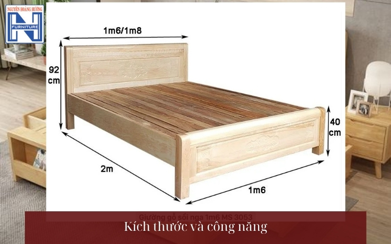 Giá giường gỗ sồi 1m6