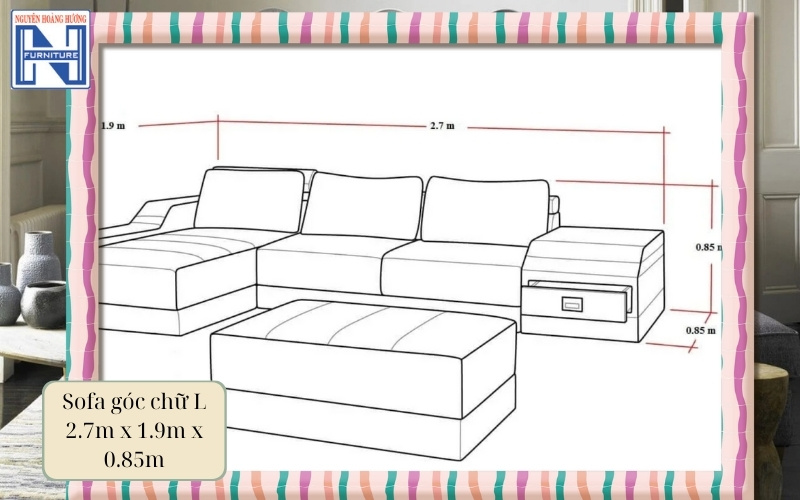 Kích thước sofa chữ l