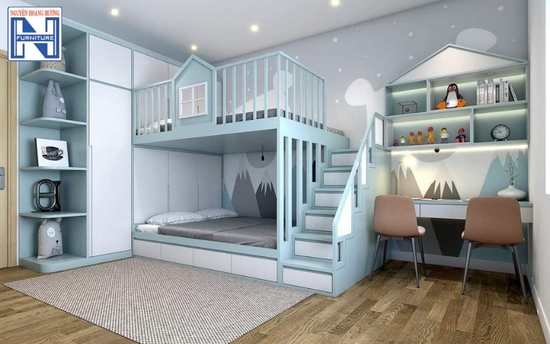 Giá giường tầng gỗ công nghiệp