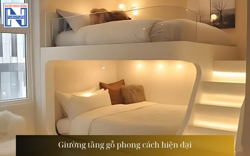Giá giường tầng gỗ công nghiệp