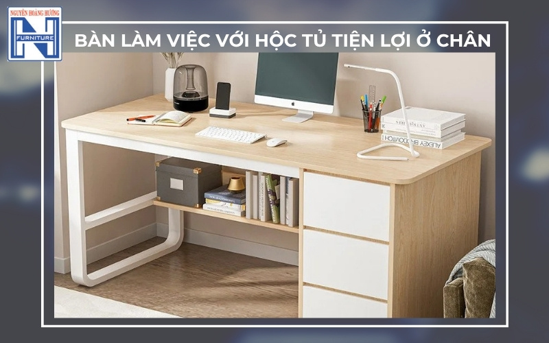 Bàn làm việc có giá sách