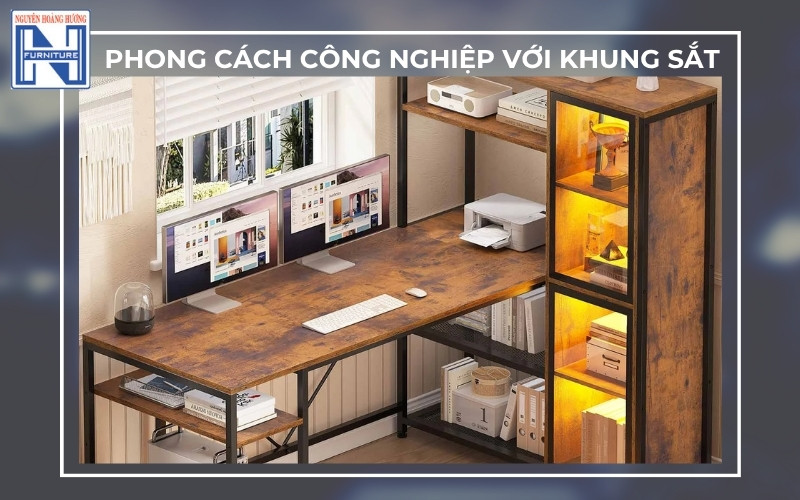 Bàn làm việc có giá sách